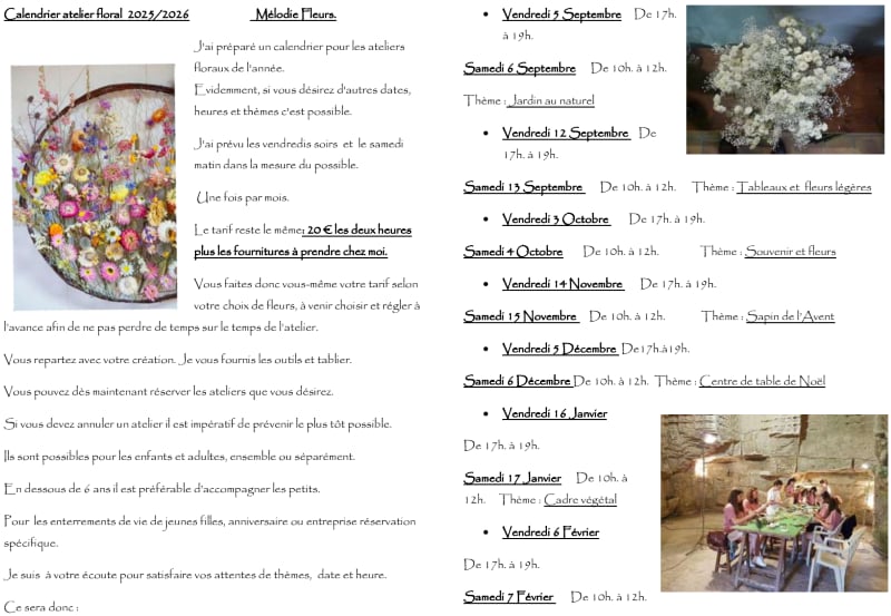 Ateliers floraux chez Mélodie