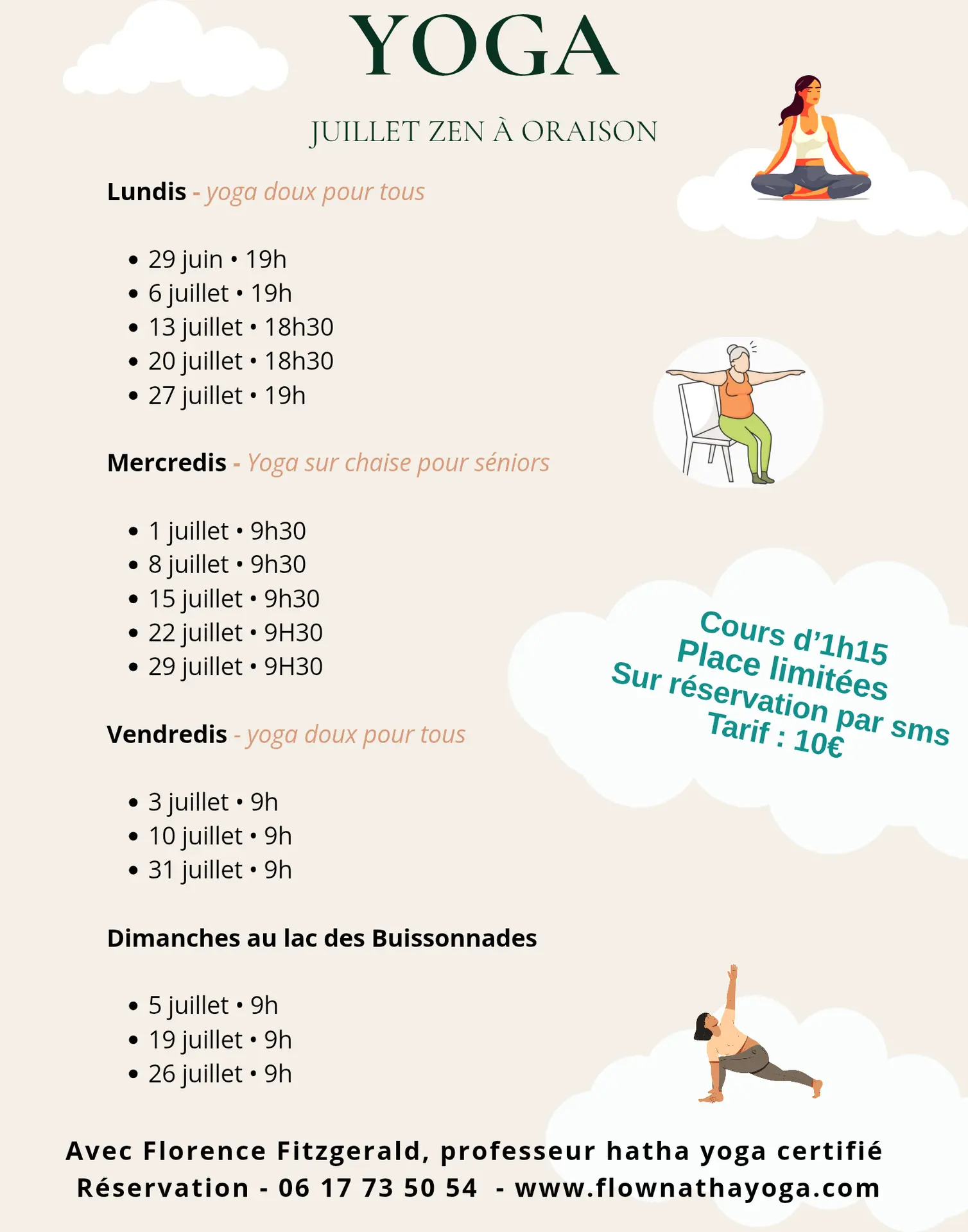 Yoga au lac des Buissonnades