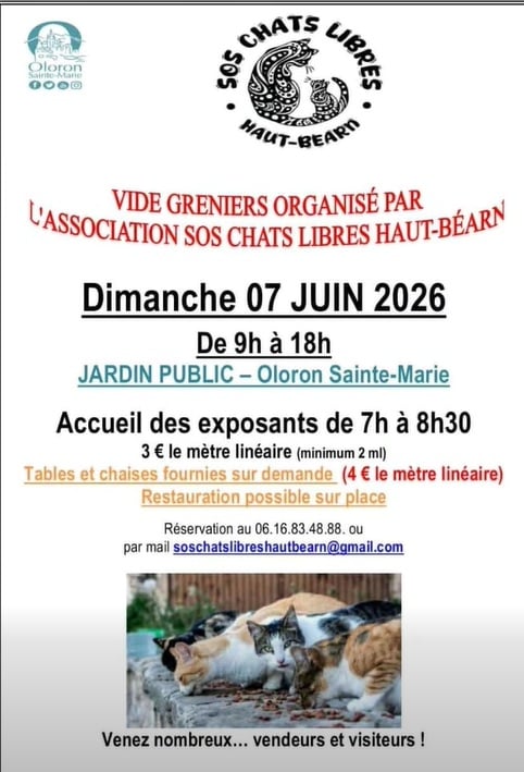 Vide grenier de l'association SOS Chats libres en Haut-Béarn