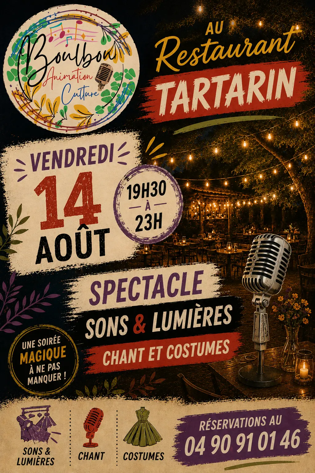 Spectacle Sons et Lumières au Restaurant Tartarin