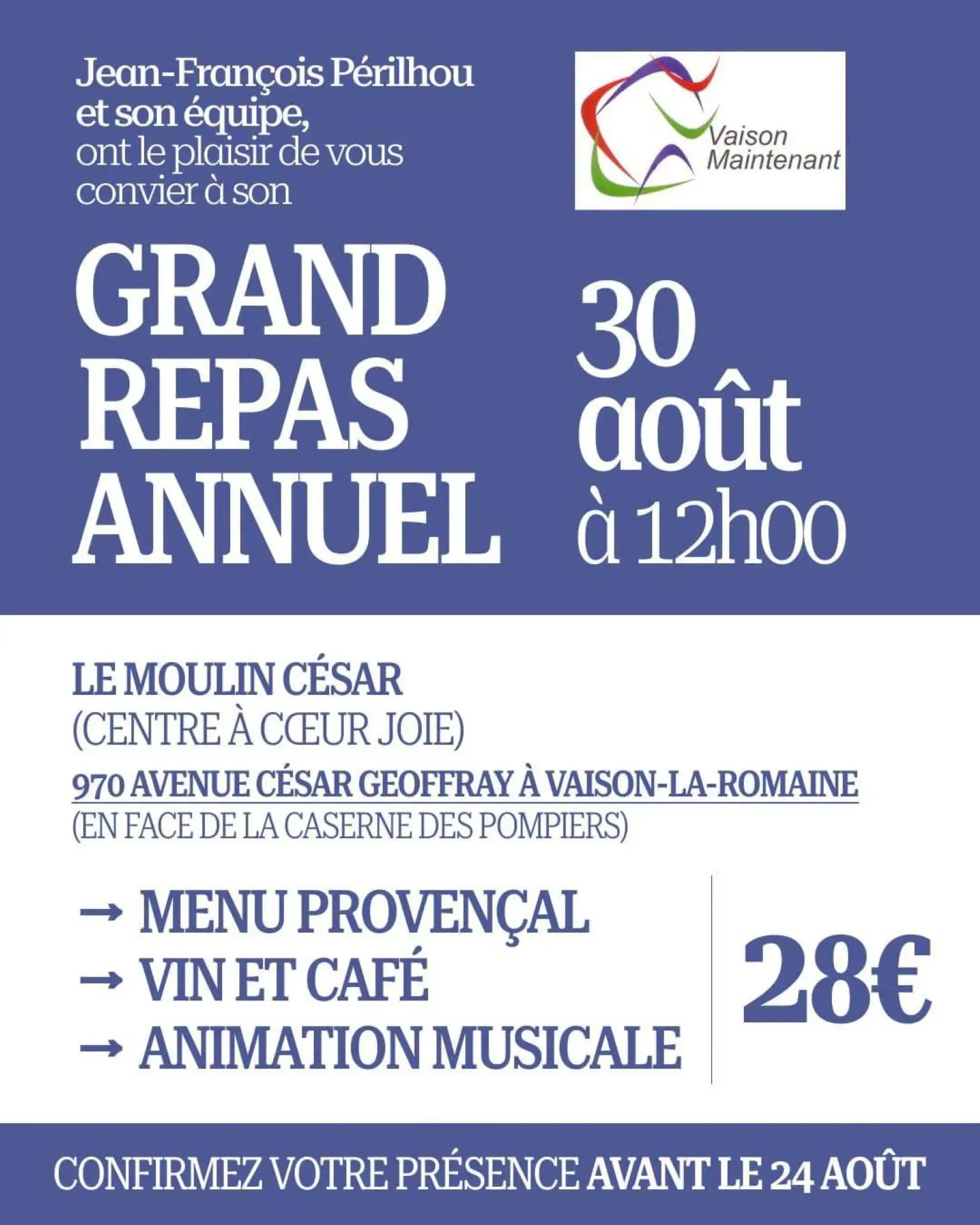Grand Repas annuel - Vaison Maintenant