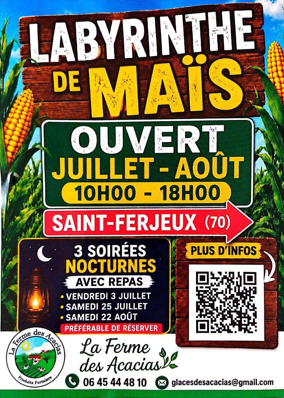 Labyrinthe de maïs en nocturne avec repas