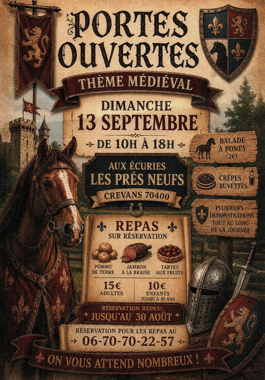 Portes ouvertes thème médiéval aux écuries Les prés neufs