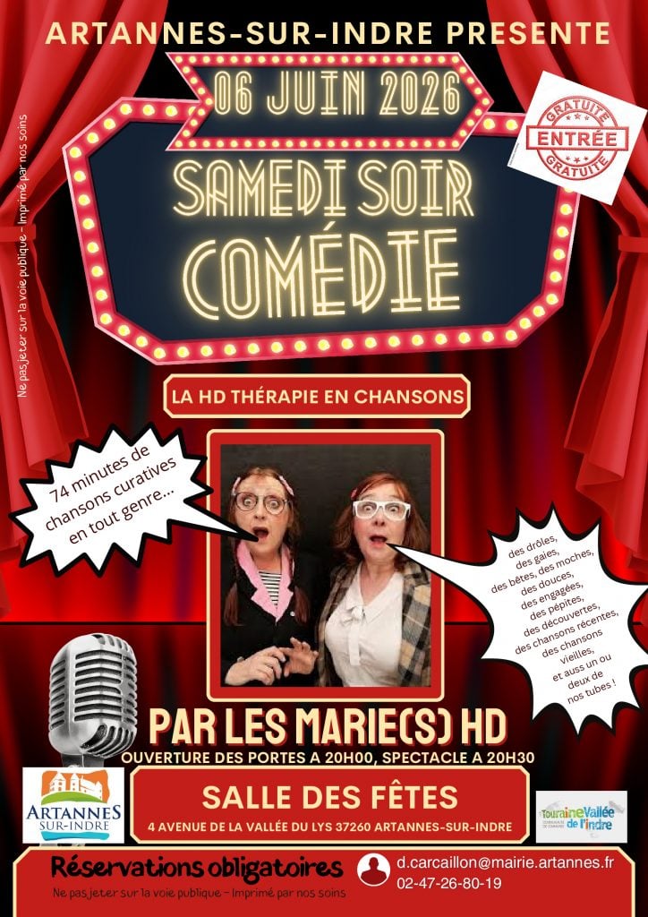 SAMEDI SOIR COMÉDIE À ARTANNES-SUR-INDRE !