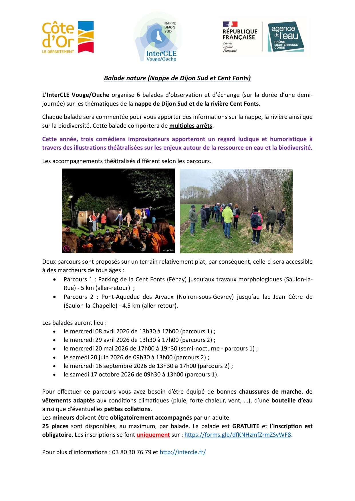 Balades naturalistes sur la nappe de Dijon Sud et de la Cent Fonts - Parcours 1 (Fénay-Saulon-la-Rue)