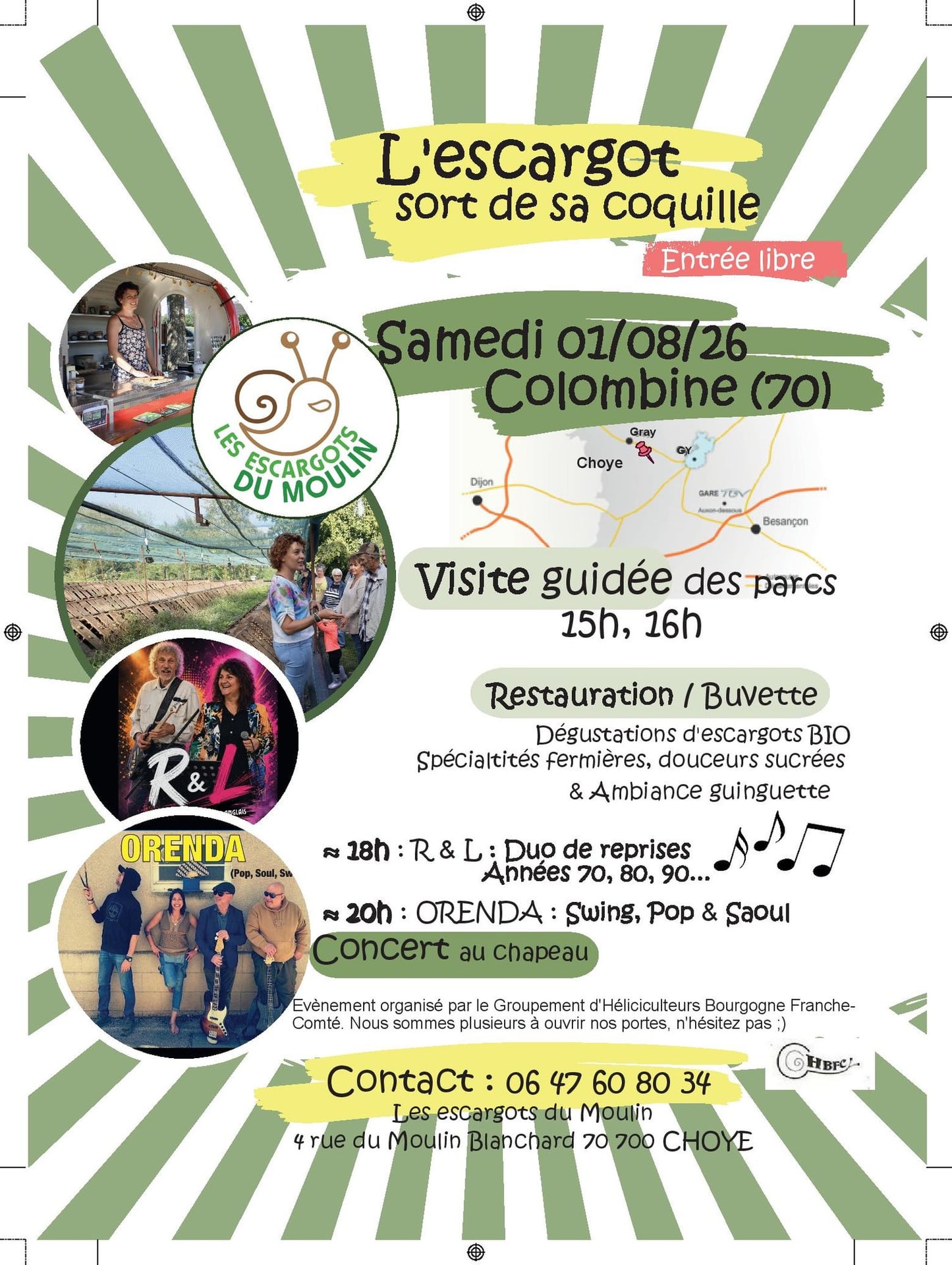Visite des parcs à escargots à Colombine (Choye)