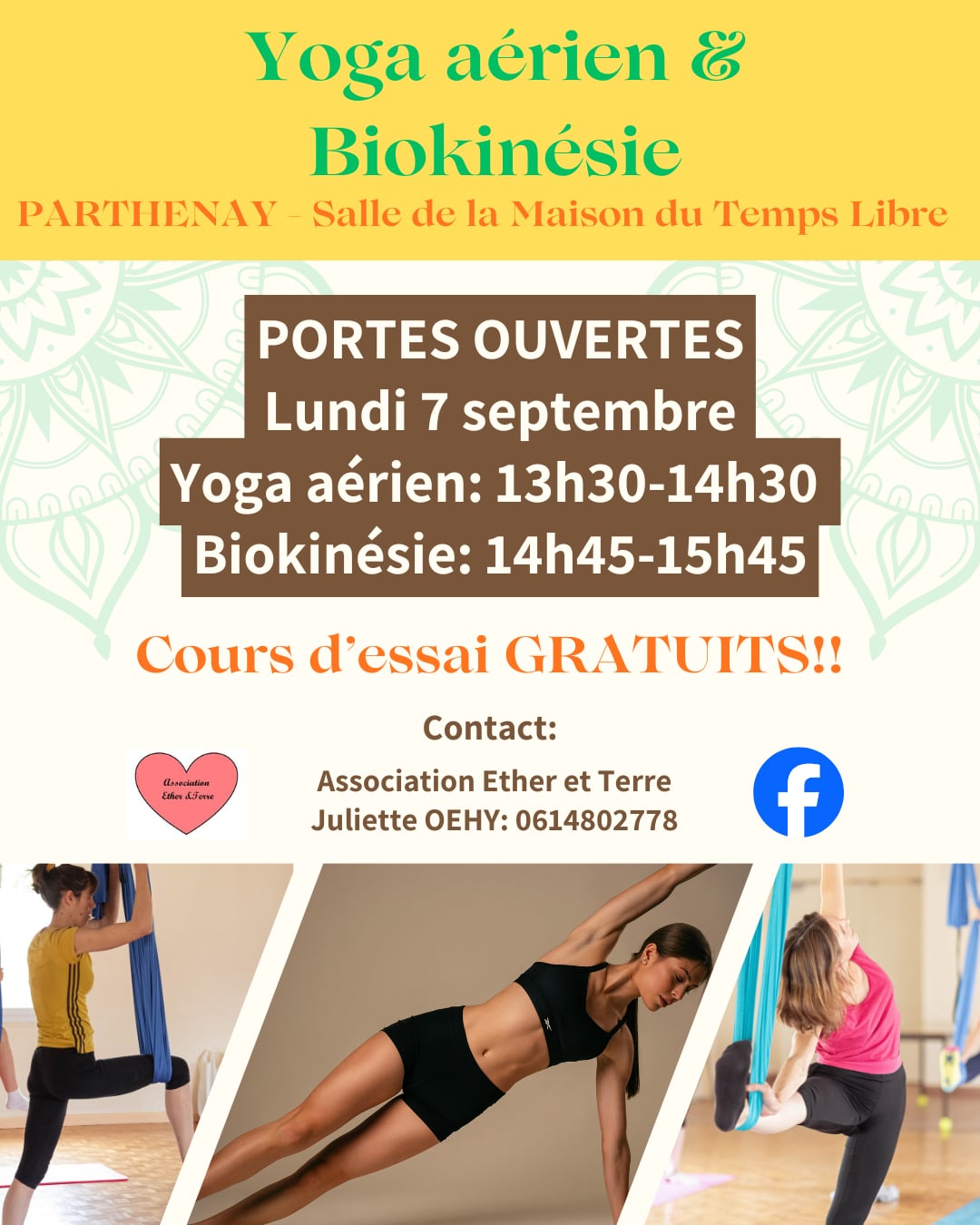 Portes ouvertes : yoga aérien et biokinesie