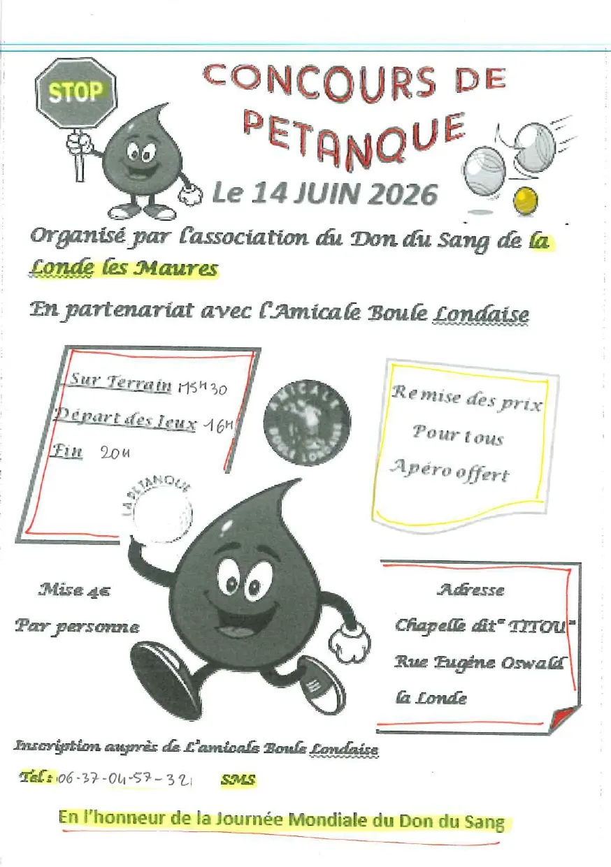 Concours de pétanque caritatif par la Boule Ferrée Londaise