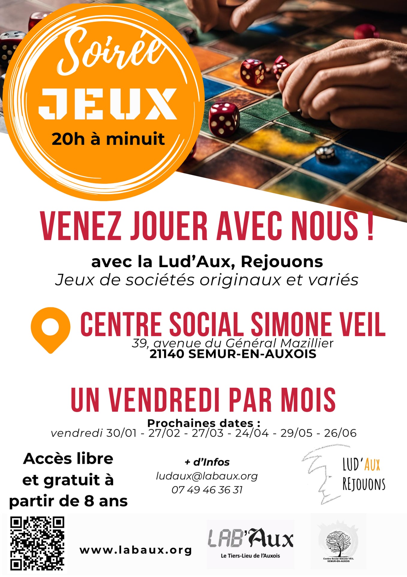 Soirée Jeux Ludaux Rejouons - Centre social