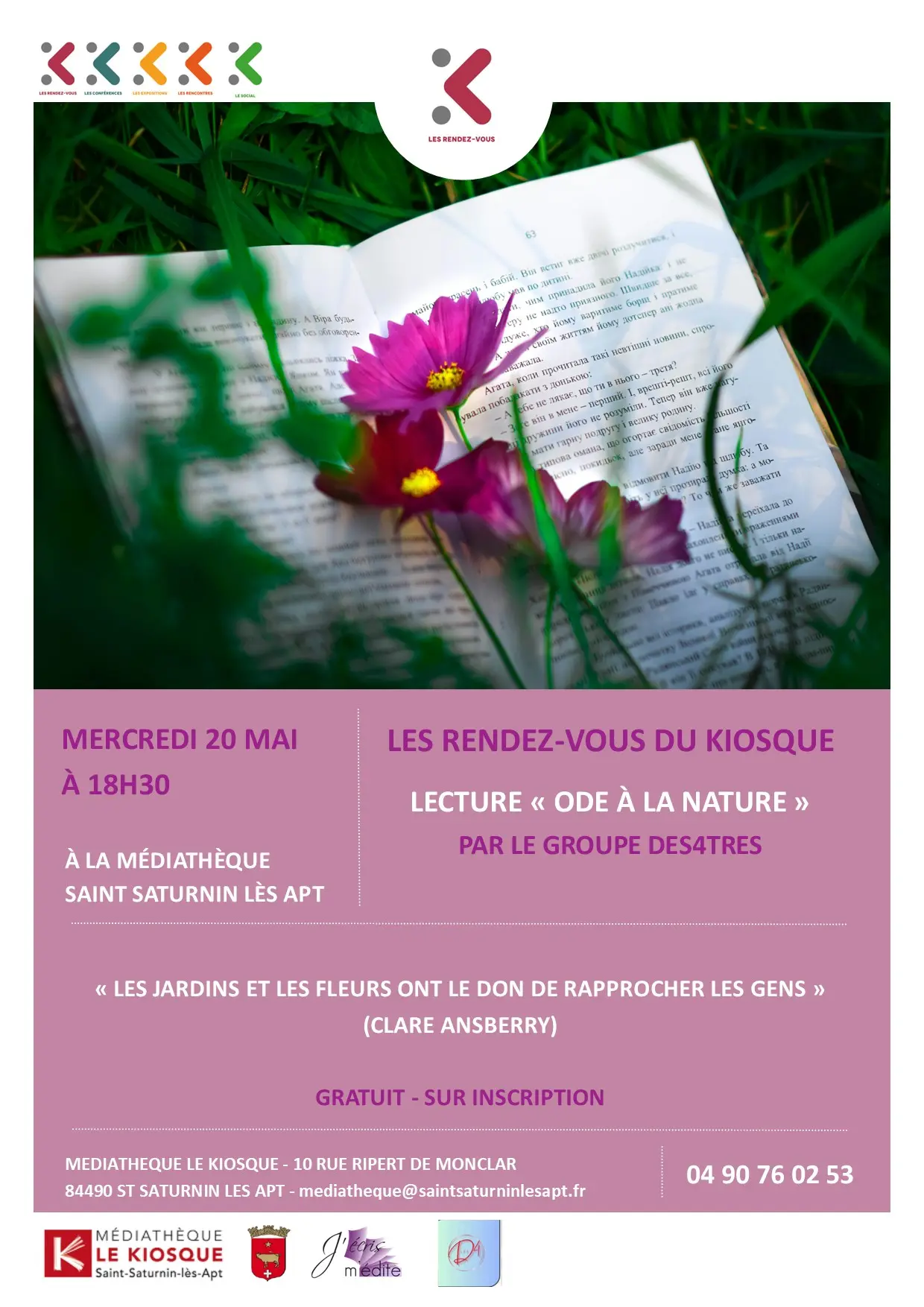 Lecture "Ode à la nature" par le groupe Des4tres