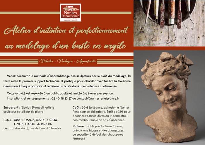 Atelier Modelage d'un buste en argile