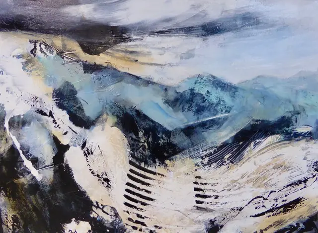 Exposition Joy Moore, les Alpes d'Italie, acryliques sur toile