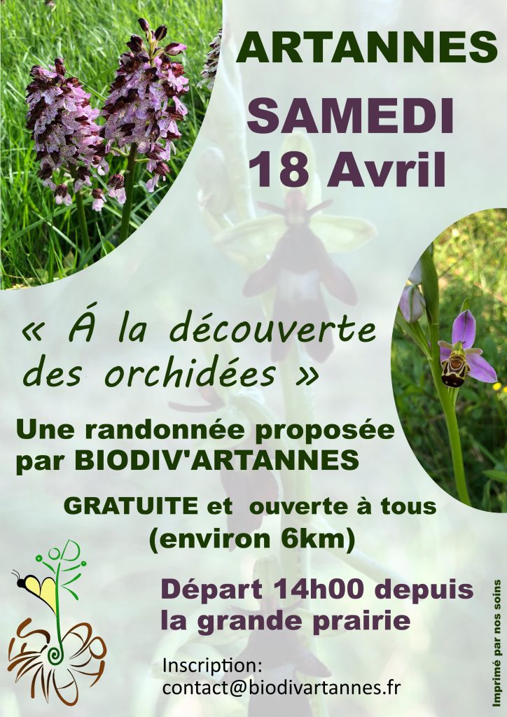 Randonnée proposée par BIODIV’Artannes, Samedi 18 avril avec un départ à 14 h de la prairie.