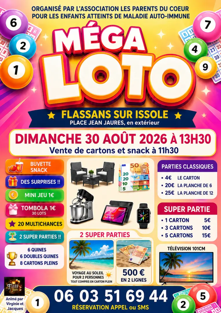 Grand loto pour les enfants atteints de maladie auto-immune à Flassans