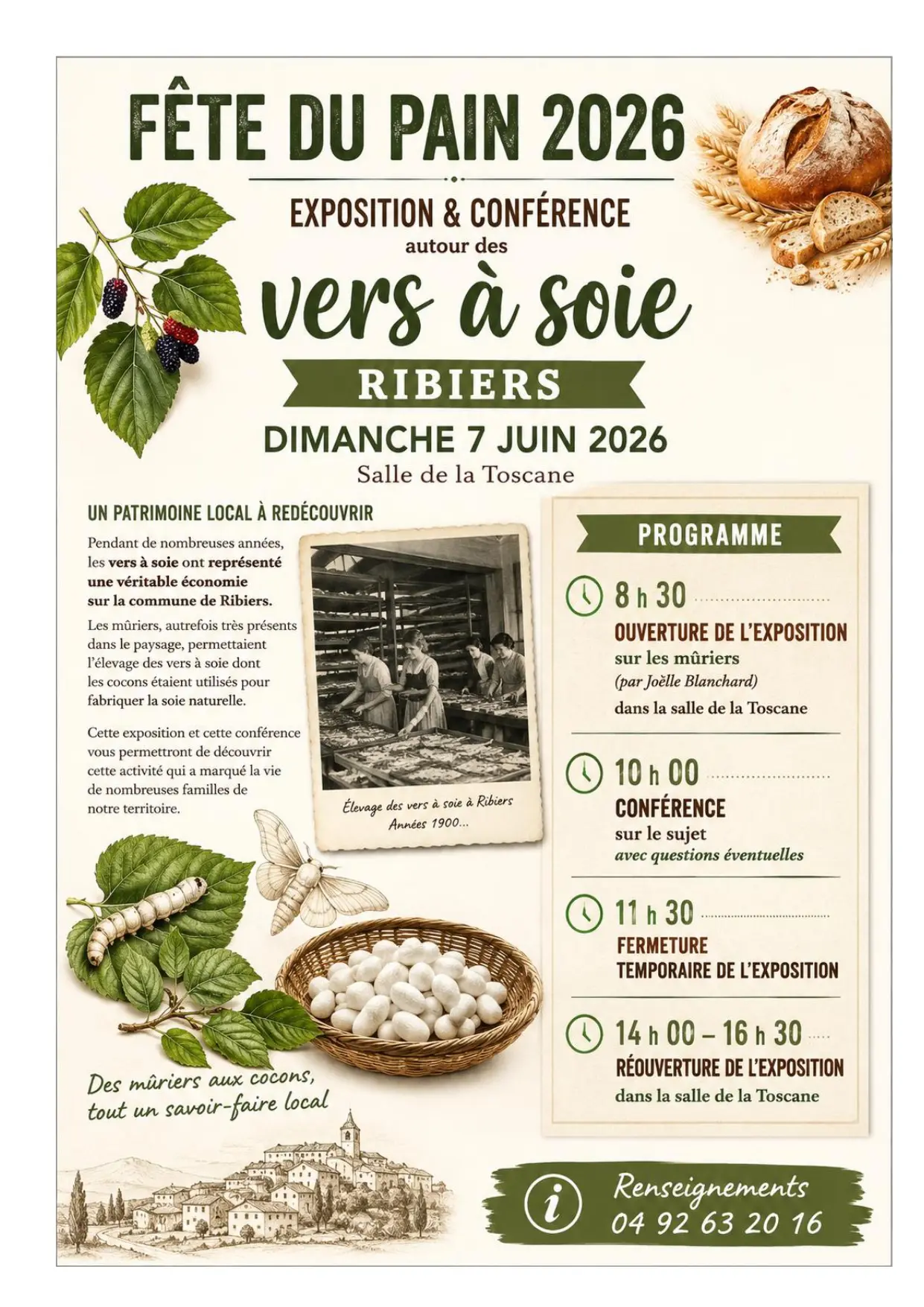 Fête du pain : expo et conférence sur les muriers de vers à soie