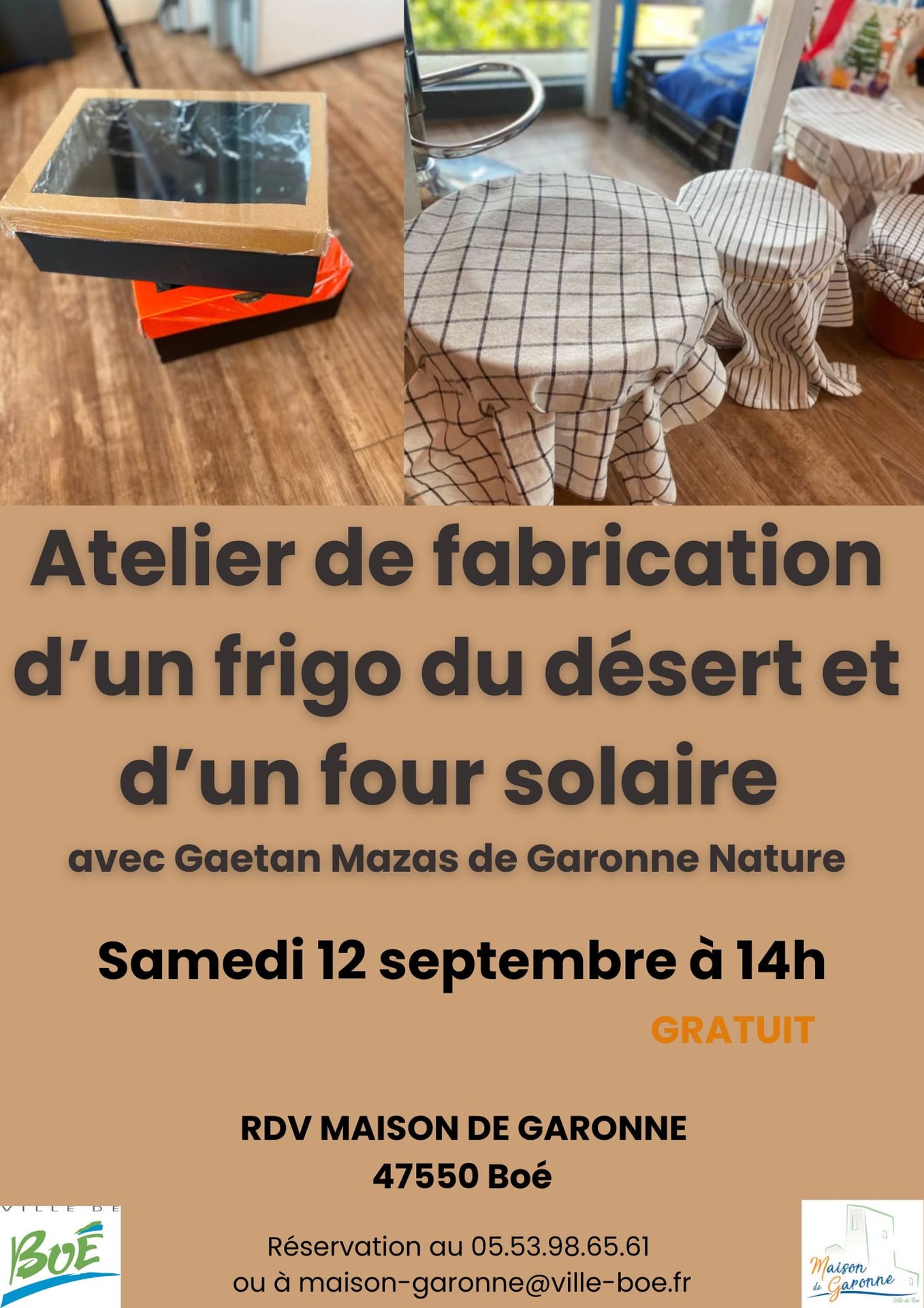 Maison de Garonne : Atelier de fabrication d’un frigo du désert ou d’un four solaire – tout public