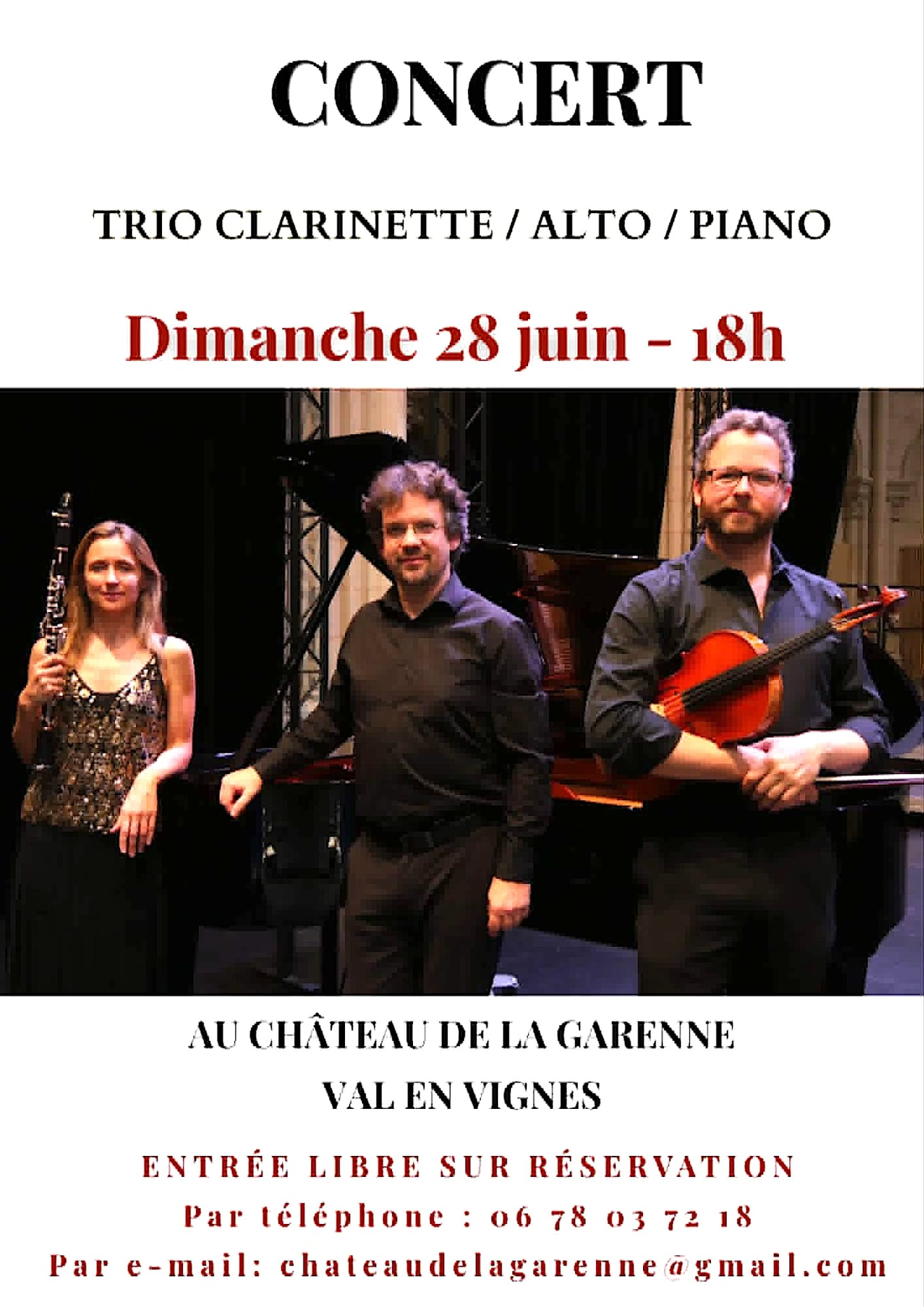 Concert au Château de la Garenne " Trio Clarinette-Alto-Piano"