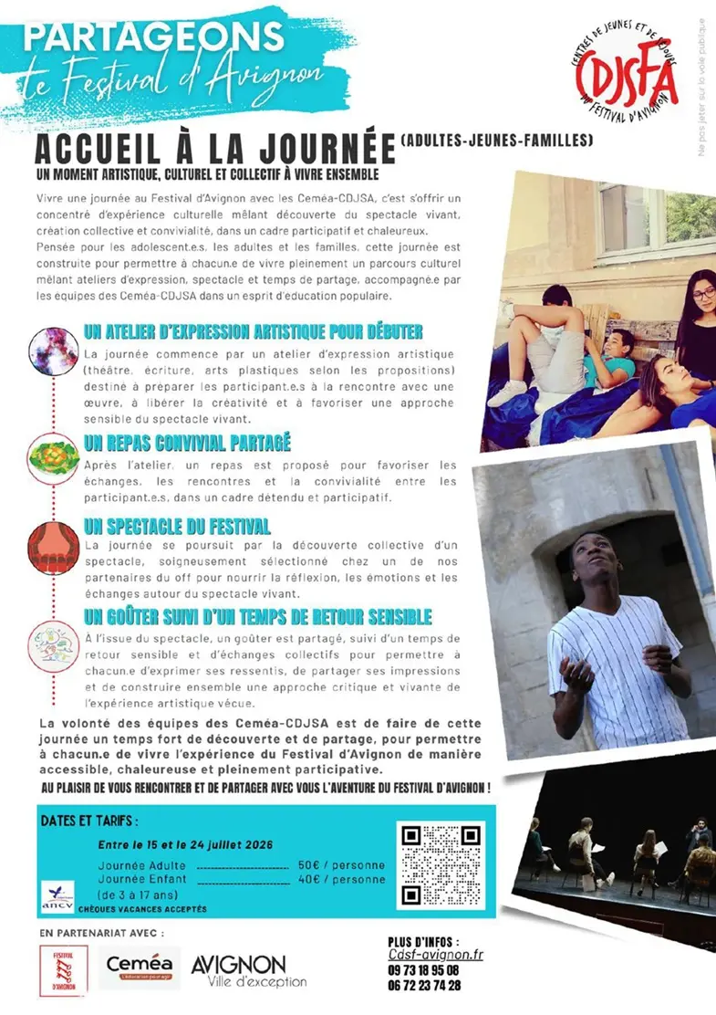 Festival d'Avignon - accueil à la journée jeunes & adultes