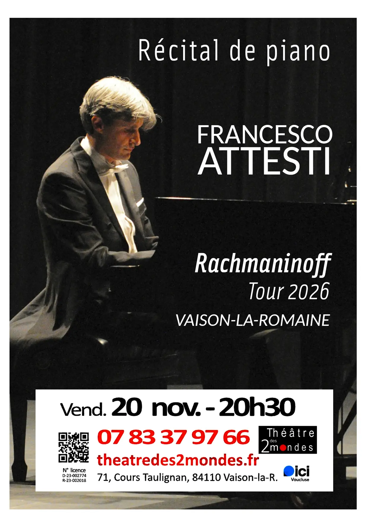 "Francesco Attesti Rachmaninov Tour 2026" - Concert au Théâtre des 2 mondes