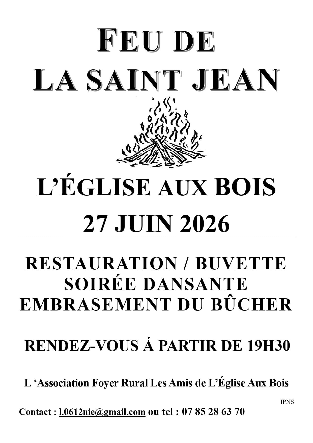 Feu de la Saint Jean à l'Eglise aux bois