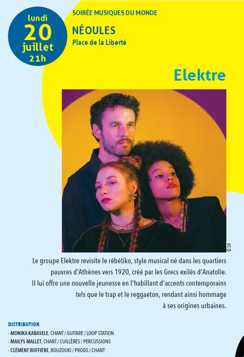 Concert : Elektre - musique du monde | Les Voix départementales