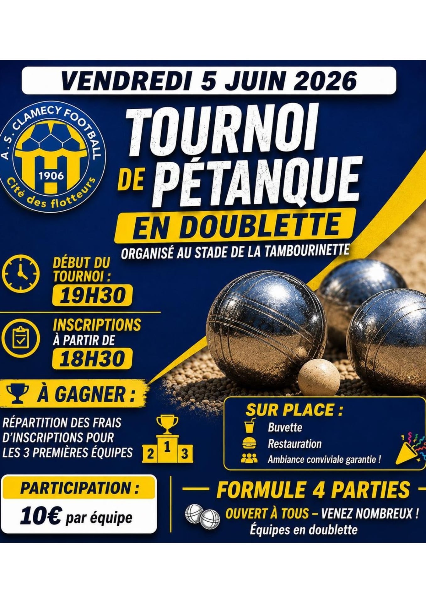 Concours de pétanque en doublette