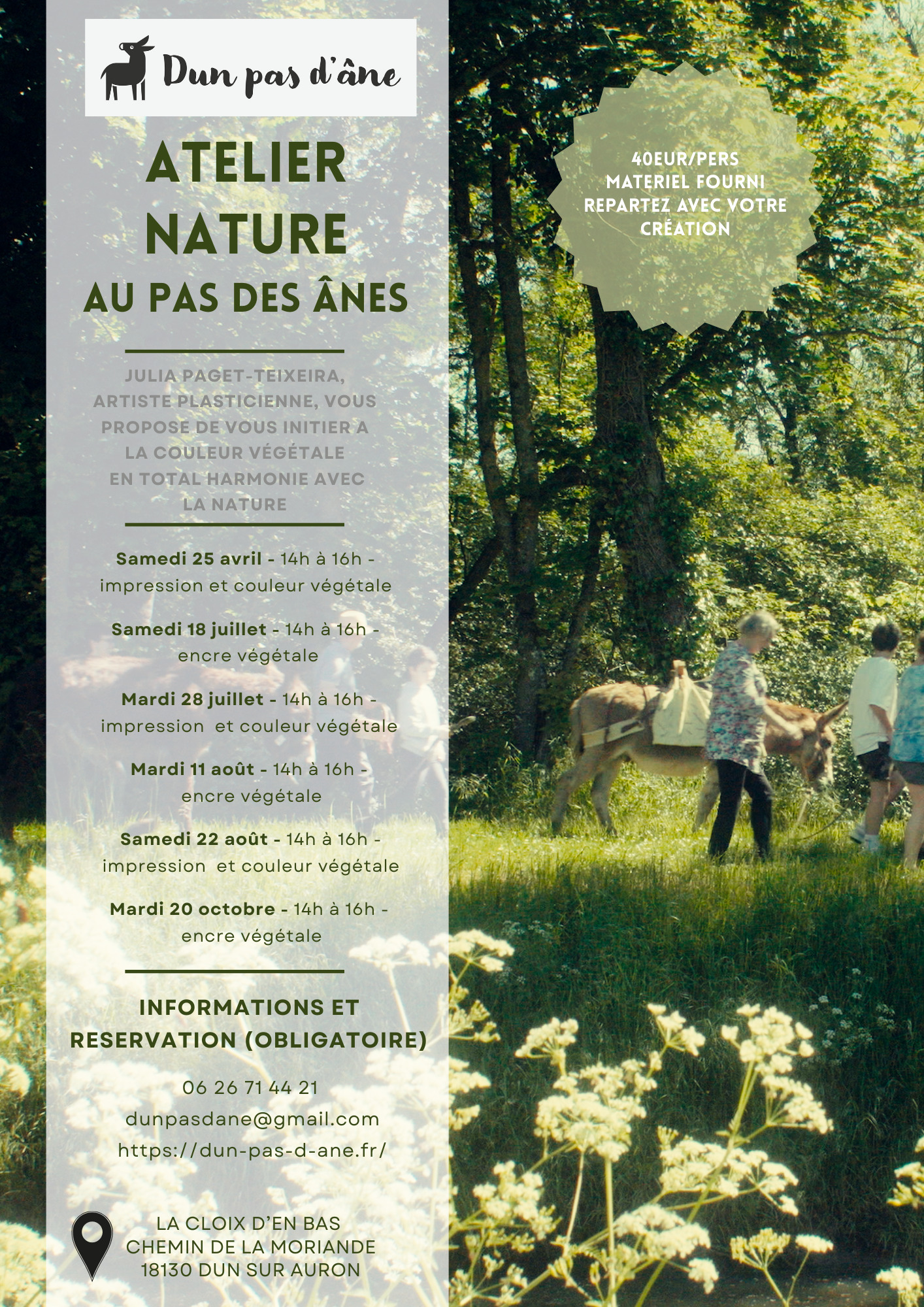 Atelier Nature au pas des ânes : encre végétale