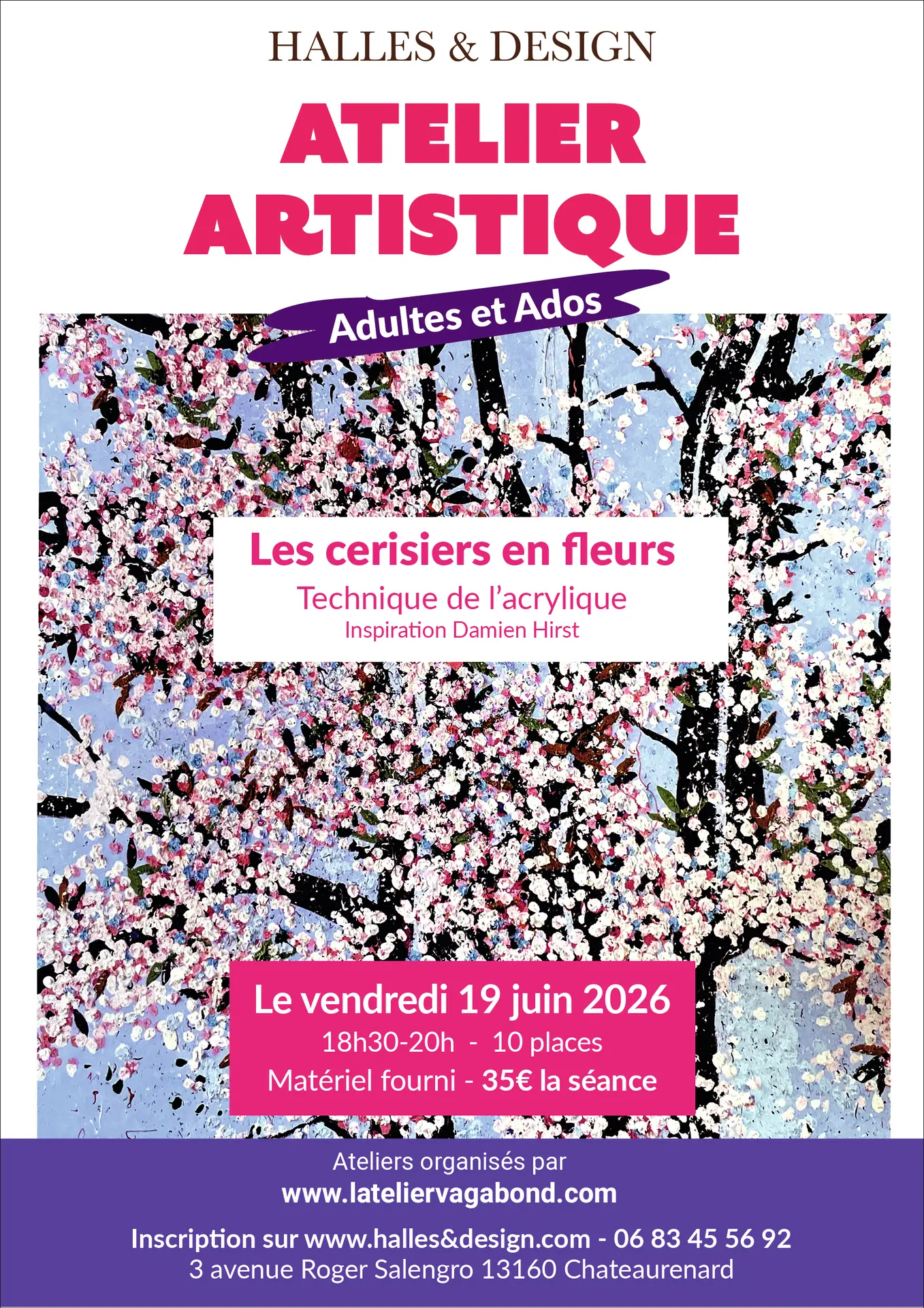 Atelier artistique "Les cerisiers en fleurs" - Halles & Design