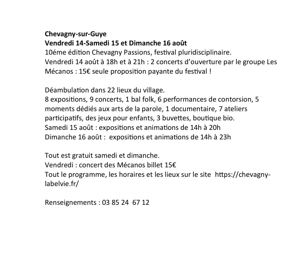 Expositions Chevagny sur Guye