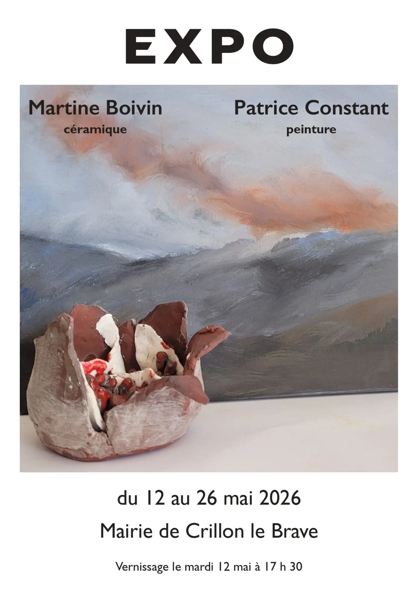 Exposition de Martine Boivin (Céramique) et Patrice Constant (Peinture)