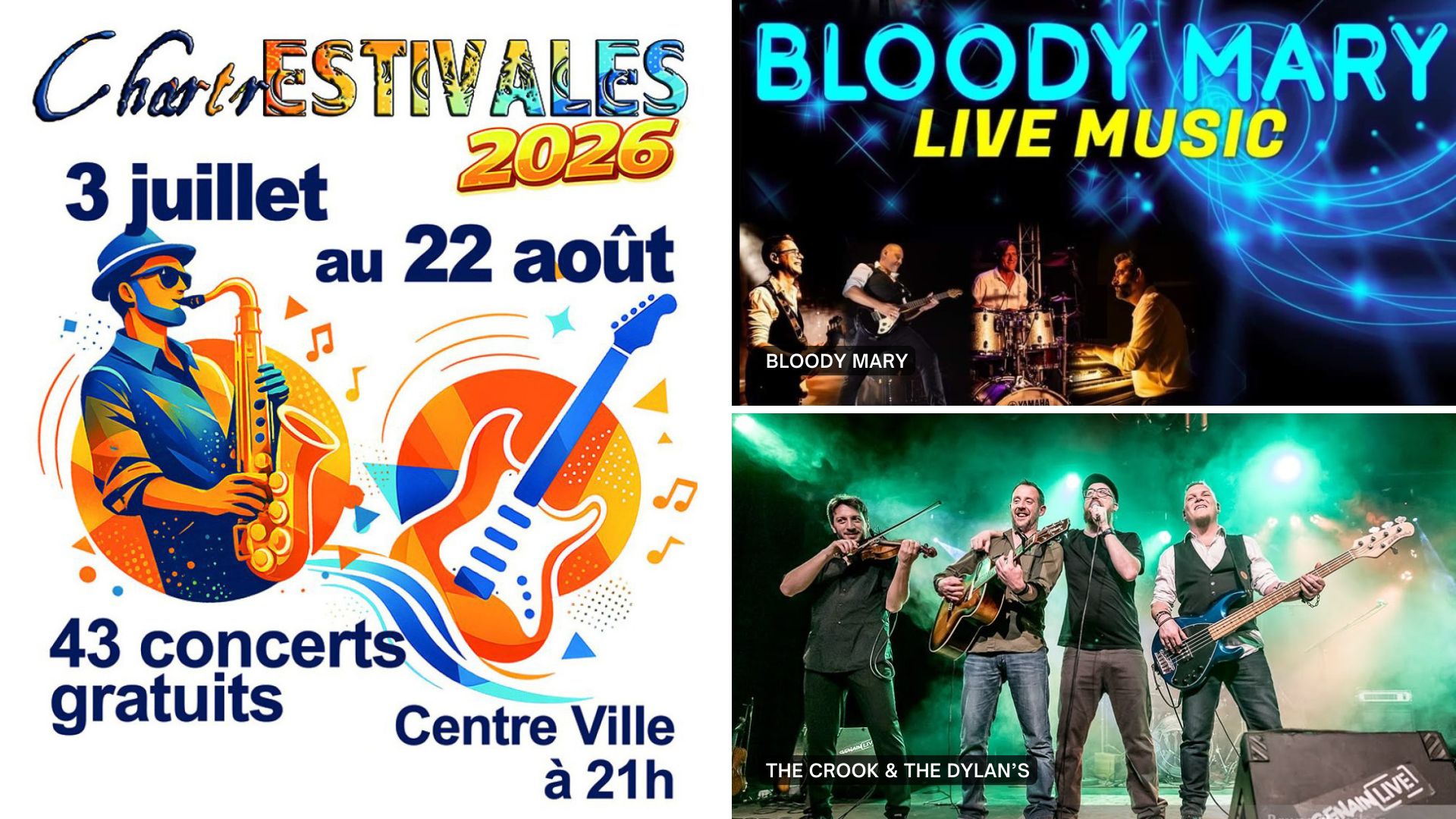Lancement de ChartrEstivales 2026 : Bloody Mary ; The Crook & The Dylan's