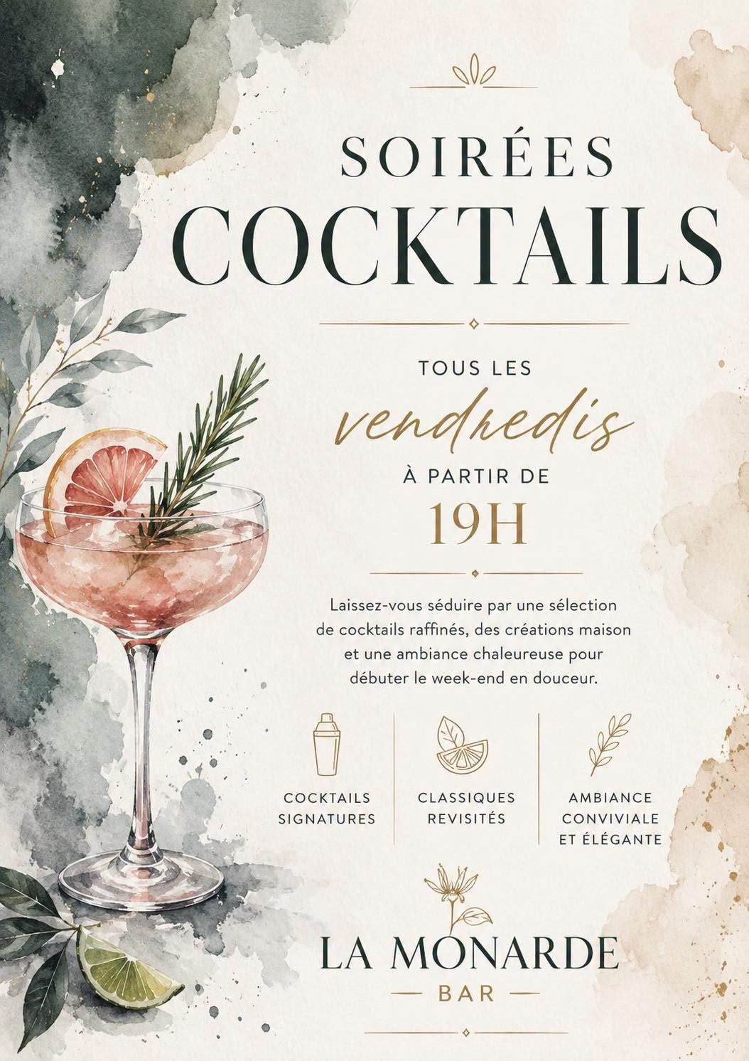 Soirée cocktails à la Monarde
