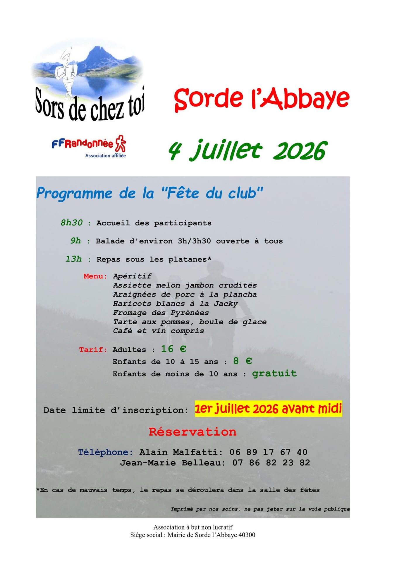 Fête du club sors de chez toi