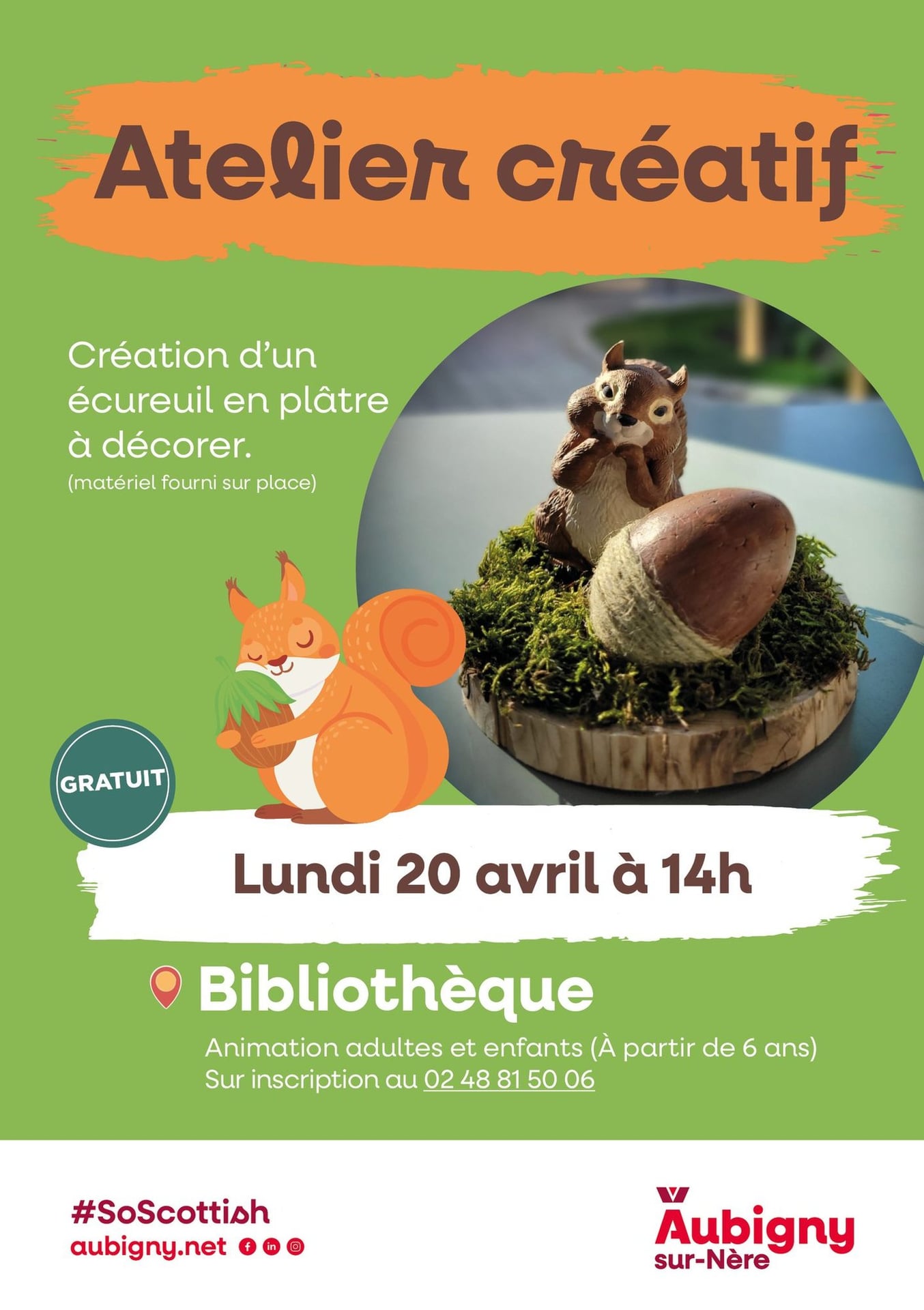 Atelier créatif : création d'un écureuil en plâtre à décorer