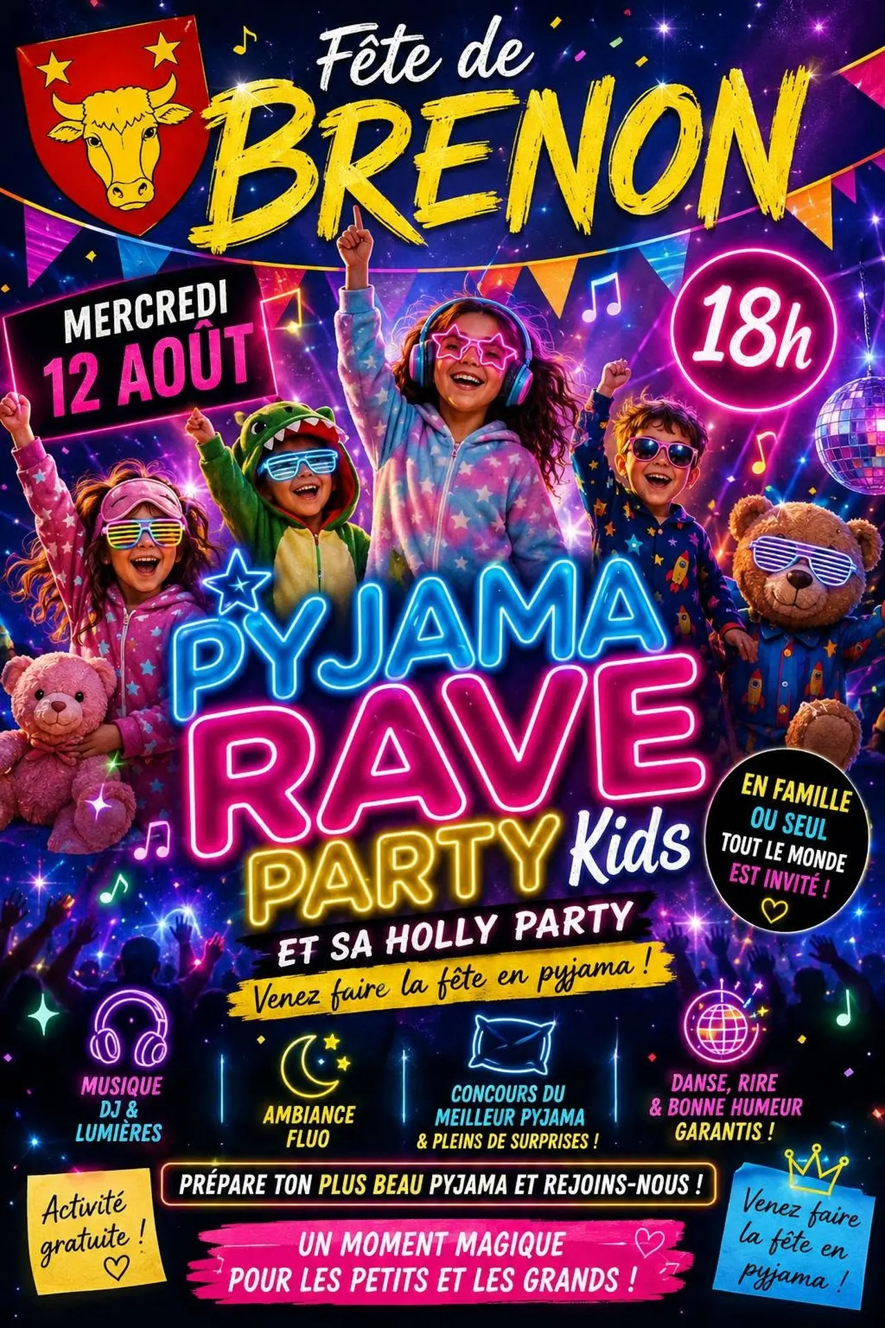 Pyjama Rave Party Kids et sa holly party