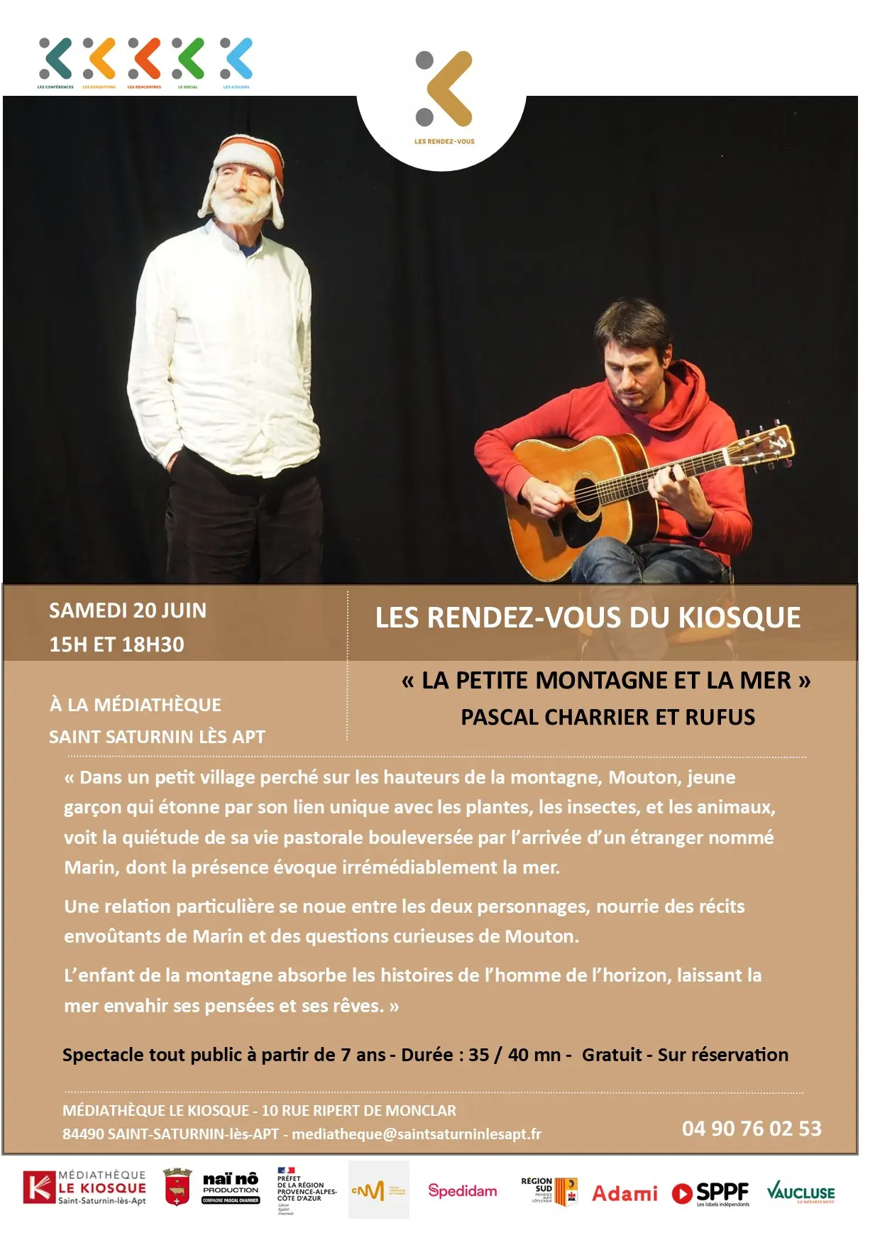 Spectacle "La petit montagne et la mer" par Pascal Charrier et Rufus