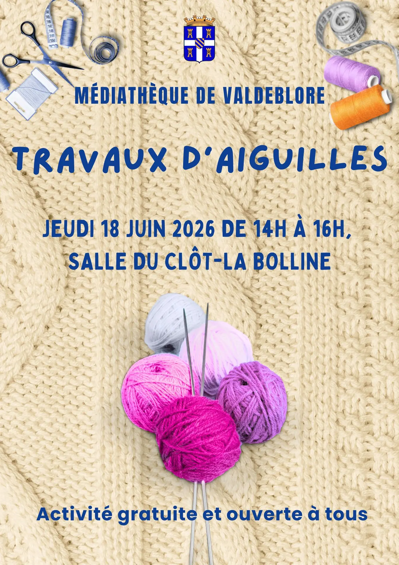 Travaux d'aiguilles à la Médiathèque de Valdeblore.