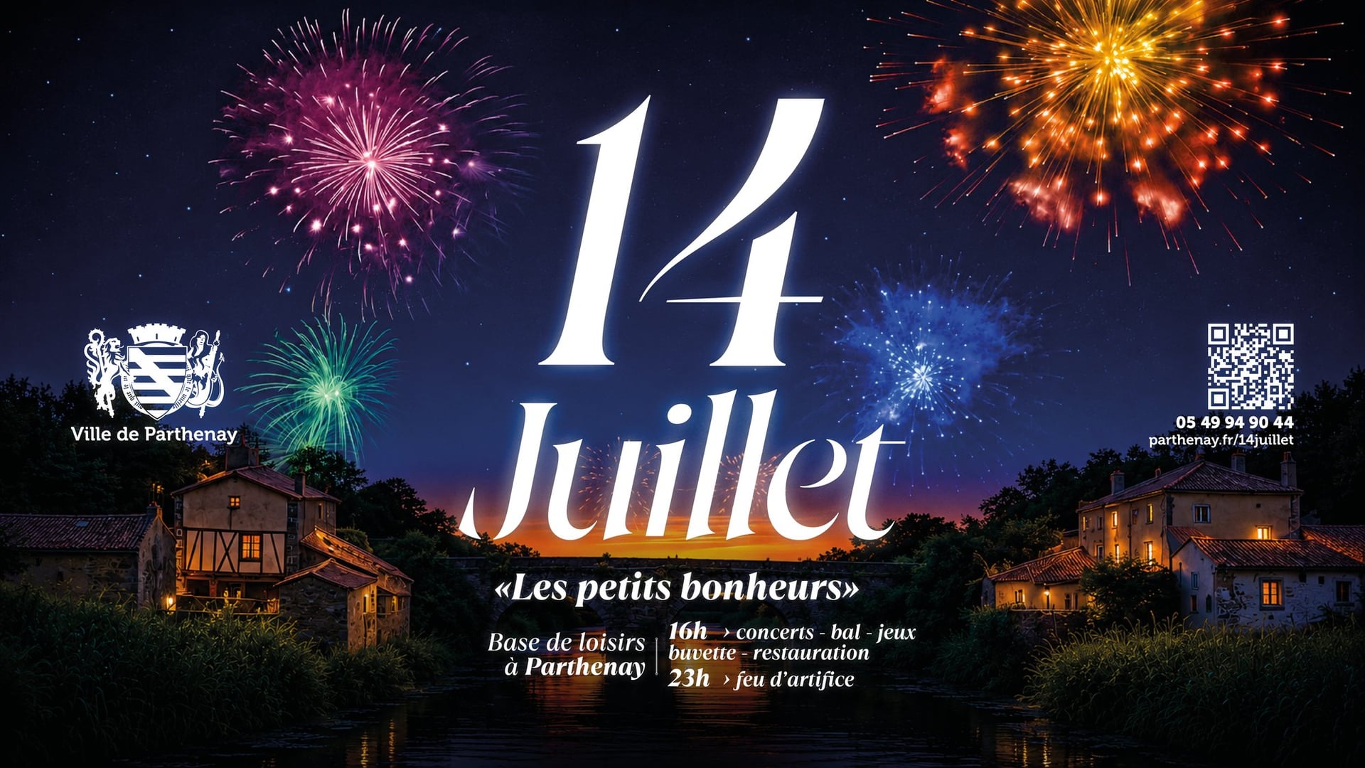 Fête nationale du 14 Juillet à Parthenay : feu d'artifice et bal populaire