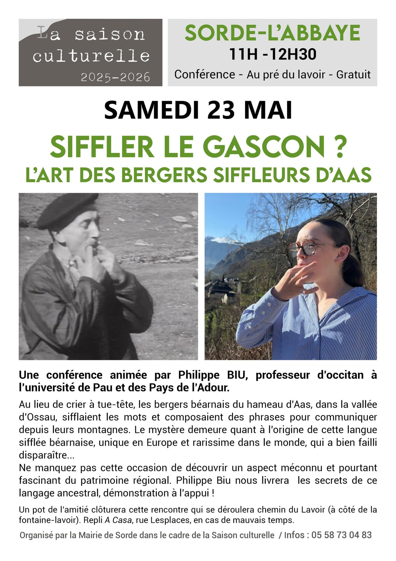 Conférence - Siffler le gascon? L'art des bergers d'Aas