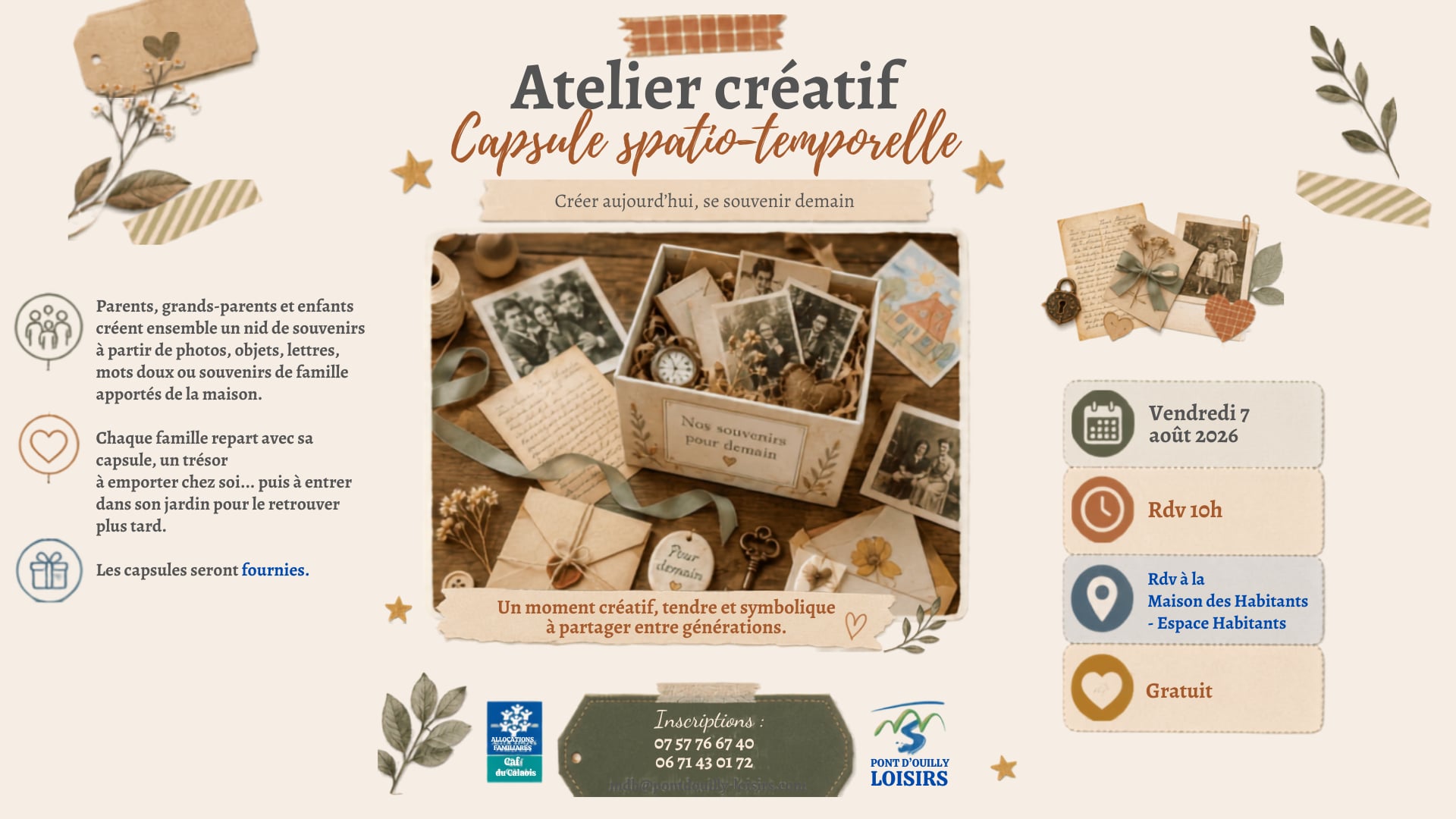 Atelier créatif : capsule spatio-temporelle