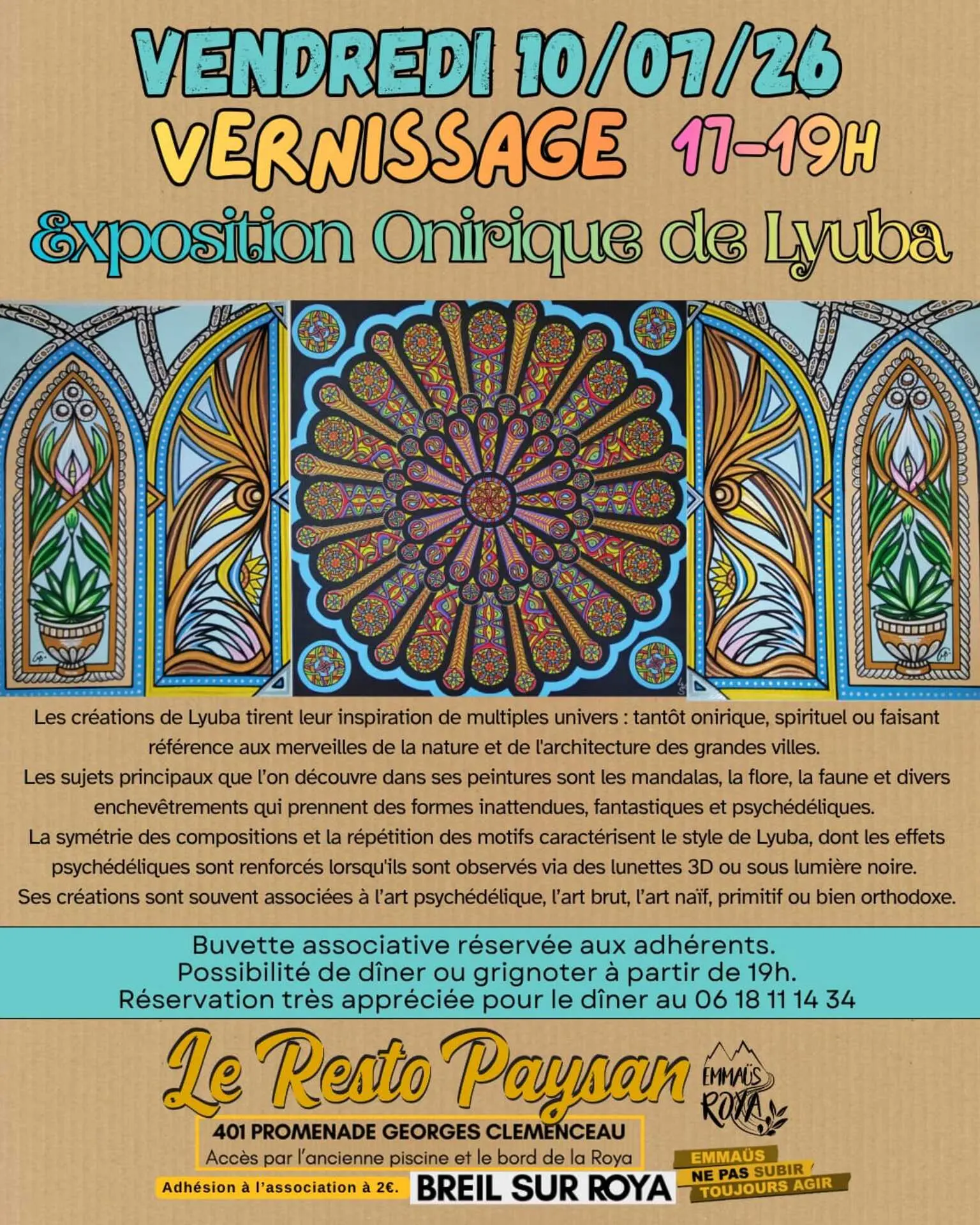 Resto paysan : vernissage exposition onirique de Lyuba