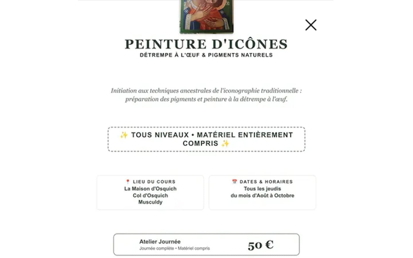 Atelier : peinture d'icônes