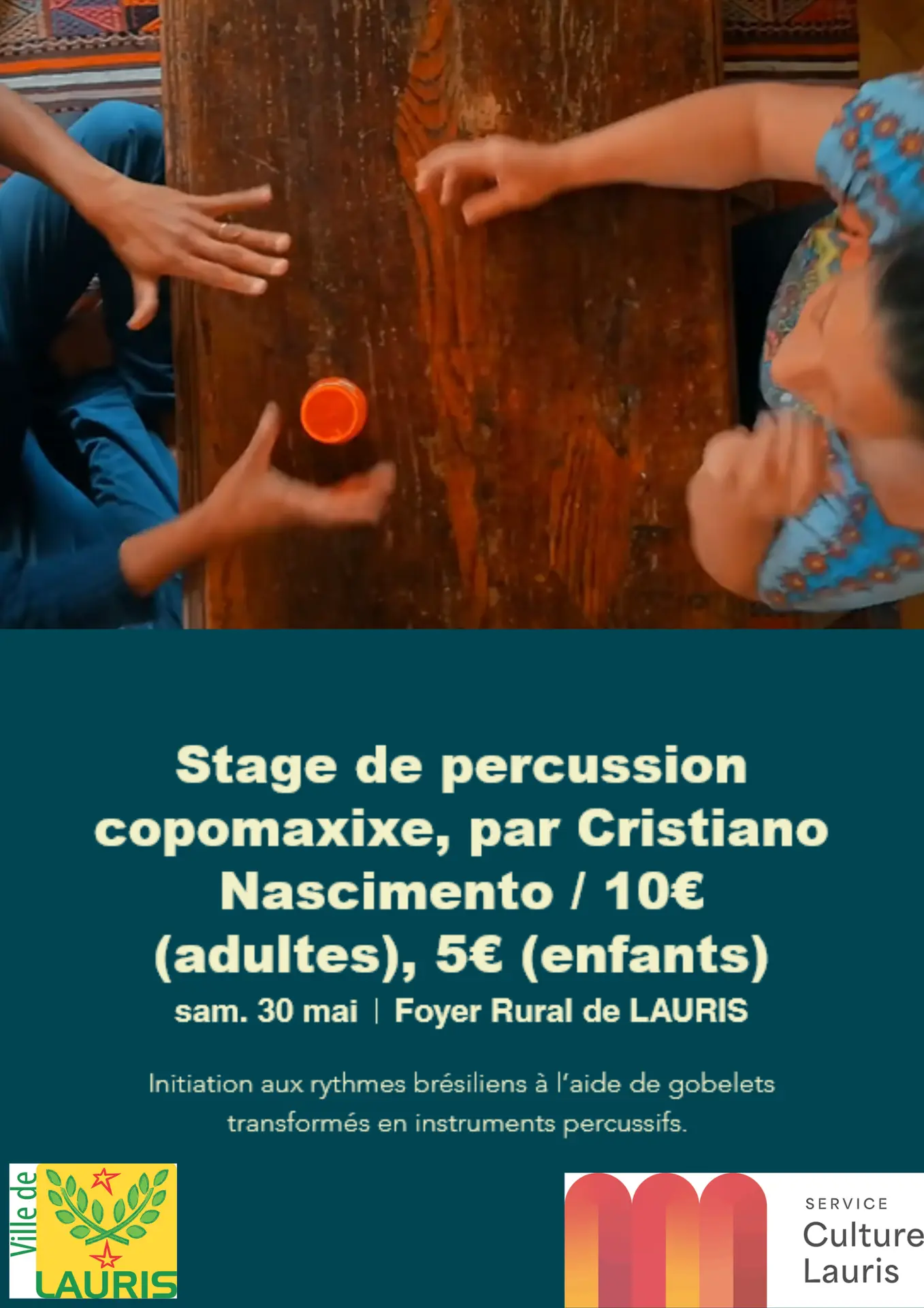 Stage de percussion copomaxixe avec Cristiano Nascimiento - Festival "Voix Partagées"