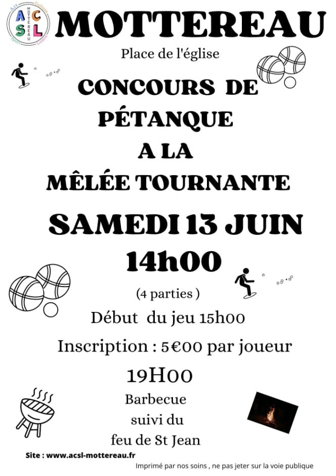 Concours de pétanque à la mêlée tournante