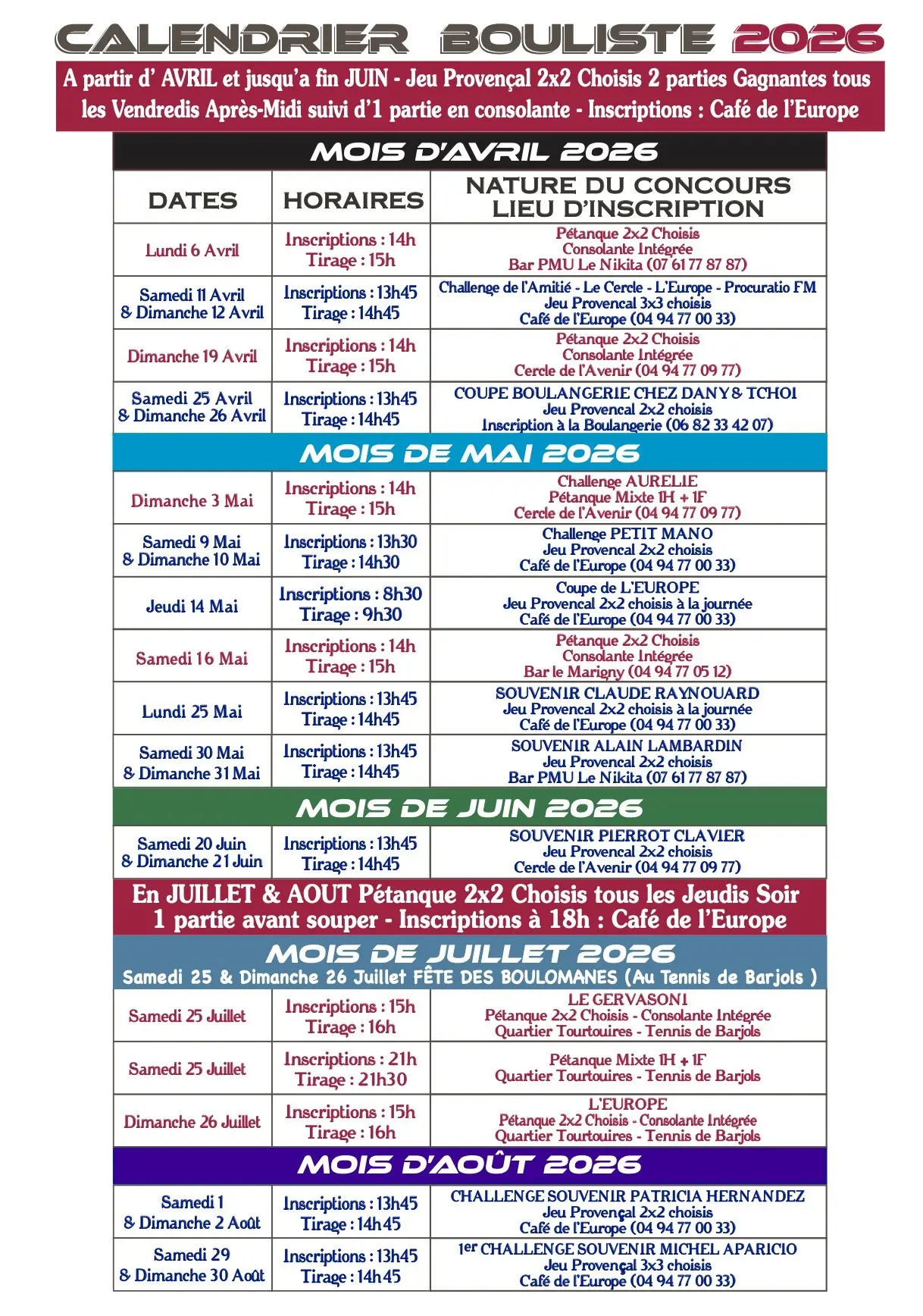 Challenge Souvenir Michel Aparicio : jeu provençal 3x3 choisis