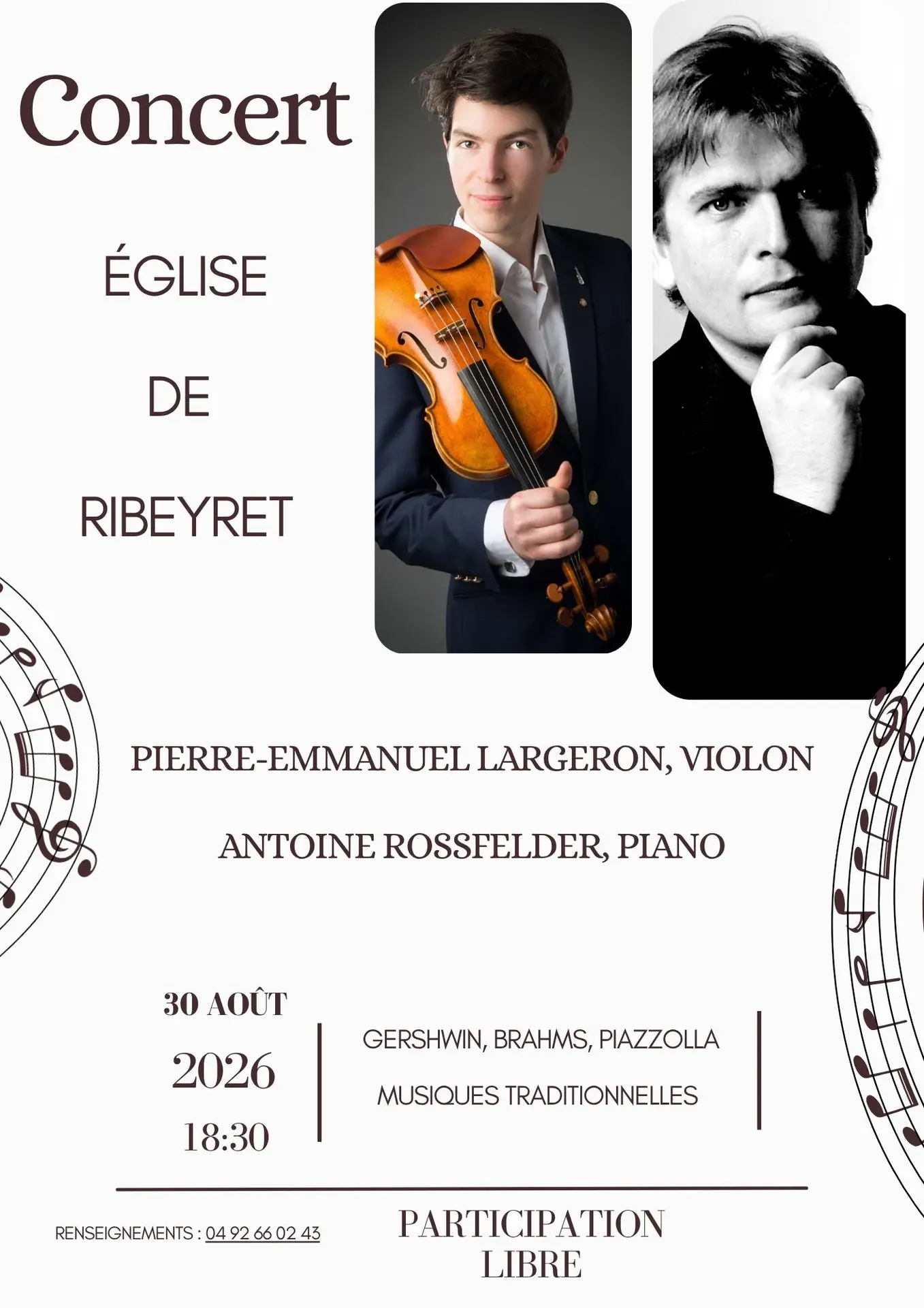 Récital violon-piano : Jazz, musique classique et musique traditionnelle