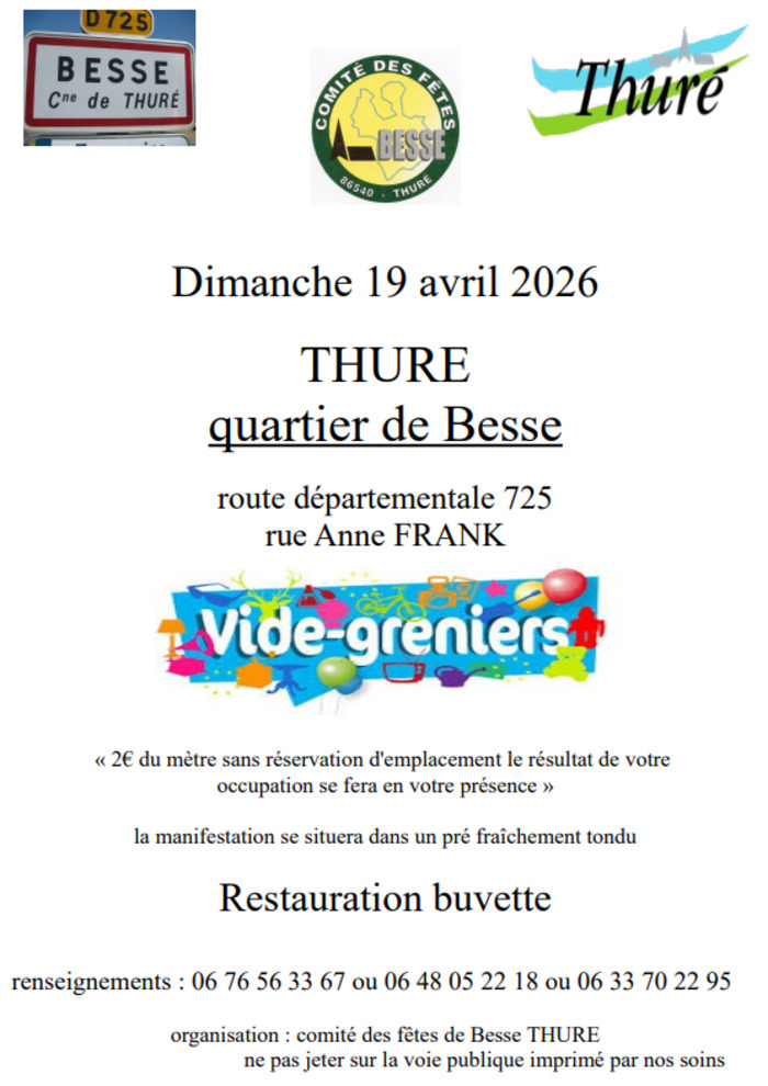 📢 VIDE-GRENIERS À BESSE (THURÉ) ! 📢