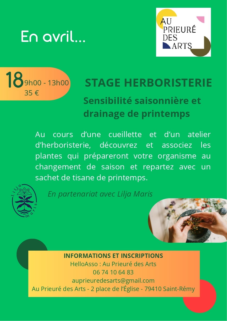 Stage herboristerie "Sensibilité saisonnière et drainage de printemps" au Prieuré des Arts à Saint-Rémy