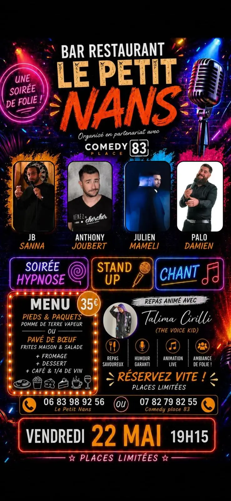 Soirée hypnose, stand up et chant