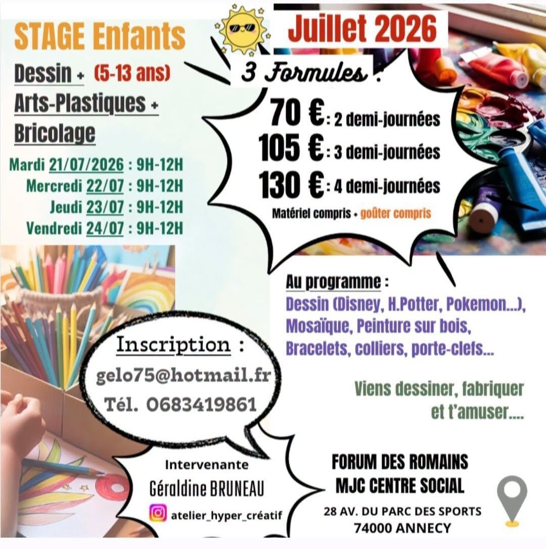 STAGE Enfants - Dessin, Arts-Plastiques et Bricolage